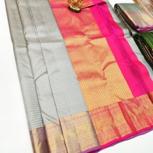 Trendy Design K.M.D Soft 75% Pure Silk Saree Gray Color