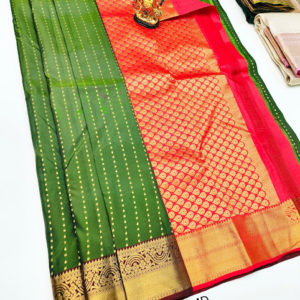 K.M.D Soft 75% Pure Silk Saree Green Color w/ Blouse