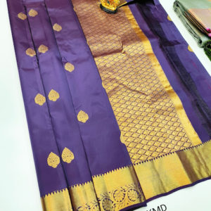 K.M.D Soft 75% Pure Silk Saree Ink Blue Color w/ Blouse