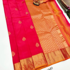 K.M.D Soft 75% Pure Silk Saree Red Color w/ Blouse
