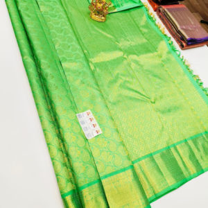Beautiful Color and Design Kanjivaram Pure Wedding Bridal Silk Saree Pista Green Color w/ Blouse