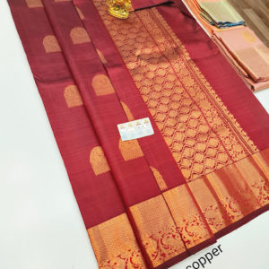 New Design Pure Kanjivaram Fancy Silk Saree Apple Red Color w/ Blouse