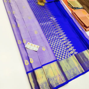 Pure Kanjivaram Fancy Silk Saree Lavender Color w/ Blouse
