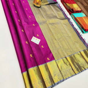 New Design Pure Kanjivaram Fancy Silk Saree Pink Color w/ Blouse