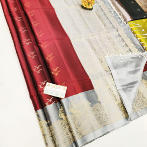 New Design Pure Soft Silk Saree Apple Red Color w/ Blouse