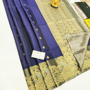 Pure Soft Silk Saree Blue Color w/ Blouse