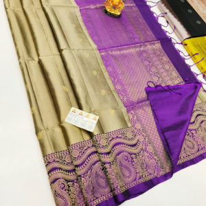 Beautiful Design Pure Soft Silk Saree Cement Color w/ Blouse