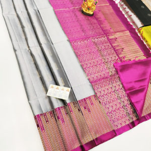 Beautiful Design Pure Soft Silk Saree Gray Color w/ Blouse