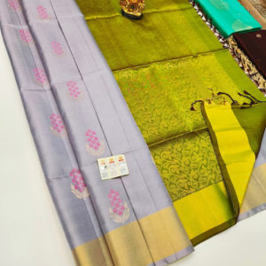 Unique Design Pure Soft Silk Saree Light Gray Color w/ Blouse