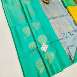 Trendy and Latest Design Pure Soft Silk Saree Teal Green Color w/ Blouse