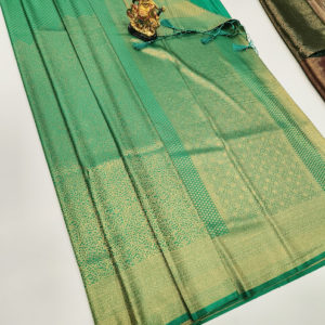 Latest Design Butta Mphoss Saree Green Color w/ Blouse