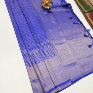 New Design Butta Mphoss Saree Indigo Blue Color w/ Blouse