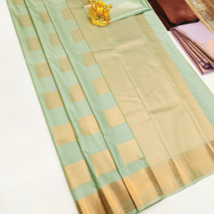 Latest and Trendy Design High Fancy Kanjivaram Silk Saree Mix Light Pista Color w/ Blouse