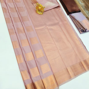 Latest Design High Fancy Kanjivaram Silk Saree Mix Light Purple Color w/ Blouse