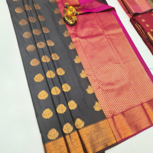 High Fancy Kanjivaram Silk Saree Mix Elephant Color w/ Blouse