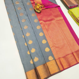 High Fancy Kanjivaram Silk Saree Mix Gray Color w/ Blouse