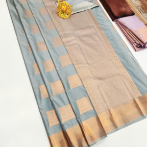 High Fancy Kanjivaram Silk Saree Mix Gray Color w/ Blouse