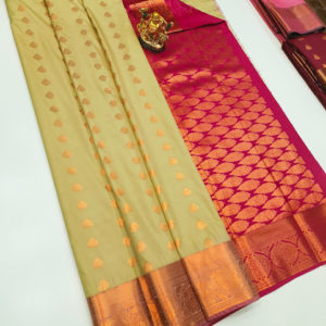 High Fancy Kanjivaram Silk Saree Mix Light Green Color w/ Blouse