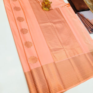 High Fancy Kanjivaram Silk Saree Mix Peach Color w/ Blouse