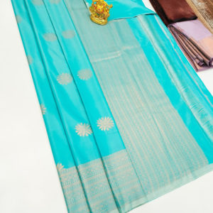 Unique Design High Fancy Kanjivaram Silk Saree Mix Rama Blue Color w/ Blouse