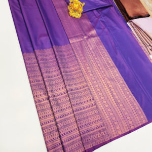 Beautiful Design High Fancy Kanjivaram Silk Saree Mix Violet Color w/ Blouse