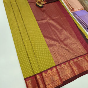 High Fancy Kanjivaram Silk Saree Mix Lemon Green Color w/ Blouse