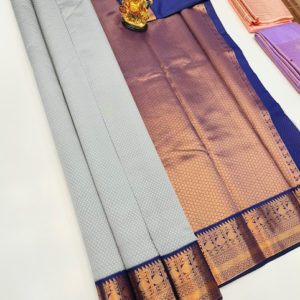 High Fancy Kanjivaram Silk Saree Mix Gray Color w/ Blouse