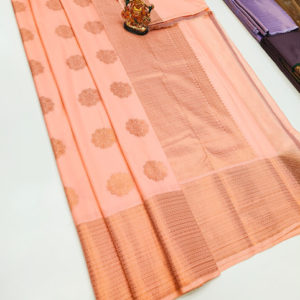 High Fancy Kanjivaram Silk Saree Mix Light Peach Color