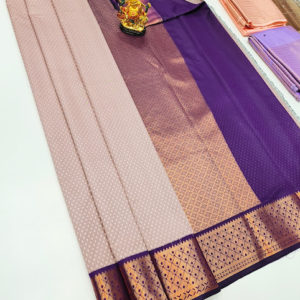 High Fancy Kanjivaram Silk Saree Mix Light Purple Color w/ Blouse