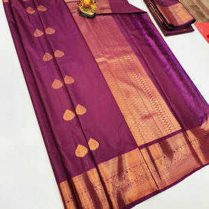 High Fancy Kanjivaram Silk Saree Mix Magenta Color w/ Blouse