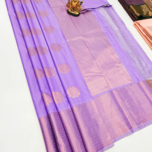 High Fancy Kanjivaram Silk Saree Mix Violet Color w/ Blouse