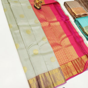 K.M.D Soft 75% Pure Silk Saree Light Gray Color w/ Blouse