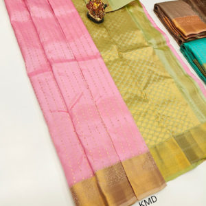 K.M.D Soft 75% Pure Silk Saree Mango Lotus Color w/ Blouse