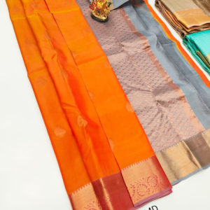 K.M.D Soft 75% Pure Silk Saree Mango Yellow Color w/ Blouse