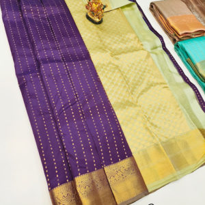K.M.D Soft 75% Pure Silk Saree Purple Color w/ Blouse
