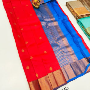 K.M.D Soft 75% Pure Silk Saree Red Color w/ Blouse
