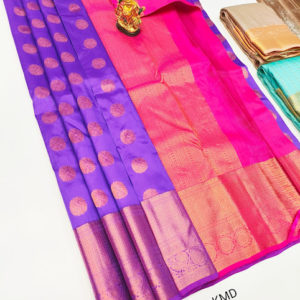 K.M.D Soft 75% Pure Silk Saree Violet Color w/ Blouse