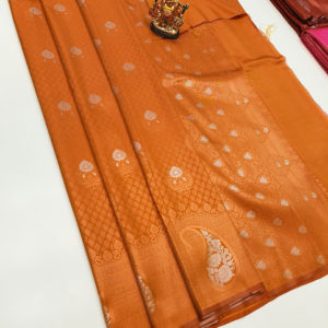 Trendy Design Kanjivaram Semi Silk Saree Mustard Color
