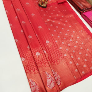 Unique Beautiful Design Kanjivaram Semi Silk Saree Red Color