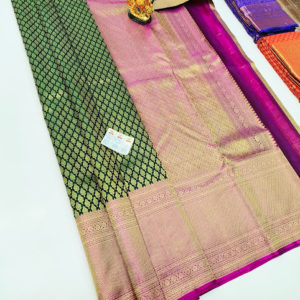 Kanjivaram Pure Wedding Silk Saree Green Color w/ Blouse
