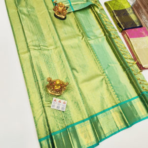 Beautiful Design Kanjivaram Pure Wedding Silk Saree Lemon Green Color w/ Blouse