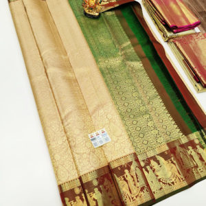 Kanjivaram Pure Wedding Silk Saree Off White Color w/ Blouse