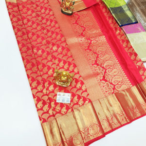 Latest Design Kanjivaram Pure Wedding Silk Saree Pink Color w/ Blouse