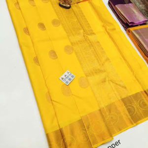Pure Kanjivaram Fancy Silk Saree Lemon Yellow Color