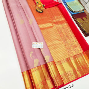 New Design Pure Kanjivaram Fancy Silk Saree Lotus Color w/ Blouse