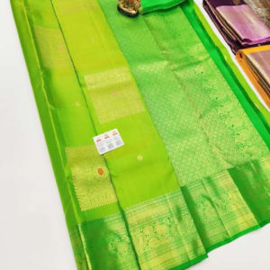 New Design Pure Kanjivaram Fancy Silk Saree Parrot Green Color