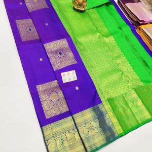 Beautiful Design Pure Kanjivaram Fancy Silk Saree Purple Color w/ Blouse