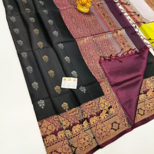 Trendy Design Pure Soft Silk Saree Black Color w/ Blouse