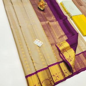 Trendy Design Pure Soft Silk Saree Cream Color w/ Blouse