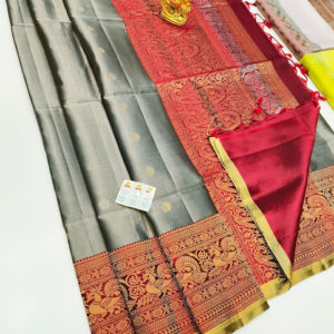 Beautiful Design Pure Soft Silk Saree Dark Gray Color w/ Blouse